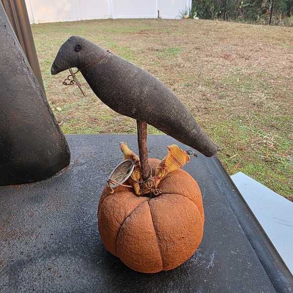 Handmade Other - VTG Rustic Primitive Black Crow Pumpkin Halloween Farmhouse Fall Decor‎ Tag Star